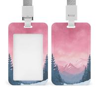 Porte-badge rétractable avec motif ciel rose avec flocons de neige tombant - Porte-carte de protection pour le travail, le bureau, les médecins, les infirmières