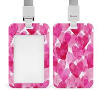 Porte-badge rétractable avec motif cœurs roses pour la Saint-Valentin, le travail, le bureau, les médecins, les infirmières