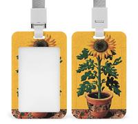 Porte-badge rétractable avec motif de tournesol surréaliste - Pour le travail, le bureau, les médecins, les infirmières
