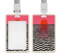 Porte-badge rétractable avec motif d'horizon de mer rose et orange, coucher de soleil et ciel pour le travail, le bureau, les médecins, les infirmières