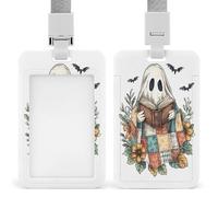 Porte-badge rétractable avec motif fantôme mignon pour lecture de fleurs sauvages, porte-cartes, porte-nom pour travail, bureau, médecin, infirmière