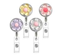 Porte-badge rétractable avec motif floral extensible à l'arrière - Mécanisme de retour automatique pour carte de travail, école, badge fleur