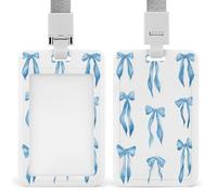 Porte-badge rétractable avec nœuds bleus dessinés à la main pour le travail, le bureau, les médecins, les infirmières