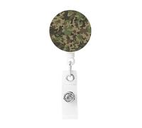 Porte-badge rétractable avec porte-clés imprimé camouflage vert pour le travail, le bureau, le médecin, les employés