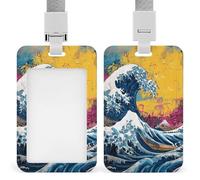Porte-badge rétractable Big Wave Graffiti Street Art avec clip pour carte de protection pour le travail, le bureau, les médecins, les infirmières