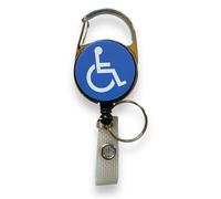 Porte-badge rétractable bleu pour handicapés et porte-clés (1)