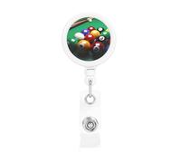 Porte-badge rétractable de billard avec clip et porte-clés - Porte-badge amusant et mignon - Porte-badge robuste pour employés de bureau, médecins, infirmières