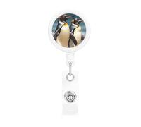 Porte-badge rétractable élégant en forme de pingouin avec clip et porte-clés - Porte-badge amusant et mignon - Porte-badge robuste pour employés de bureau, médecins, infirmières
