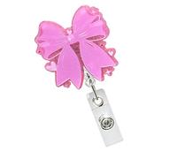 Porte-badge rétractable en acrylique avec nœud et clip de poche en métal pour infirmière, médecin, étudiant, enseignant, porte-badge rétractable