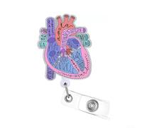 Porte-badge rétractable en acrylique Motif anatomie 60 cm (cœur) | Imprimé cœur poumon cerveau, matériau acrylique, clip pivotant à 360°, léger 15 g, essentiel pour l'hôpital