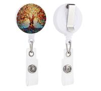 Porte-badge rétractable en forme d'arbre de vie en vitrail avec clip pour médecin, infirmière, étudiant, employé de bureau