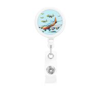 Porte-badge rétractable en forme d'avion de dessin animé - Enrouleurs de badge rétractables robustes avec clip de ceinture - Porte-badge amusant pour infirmière, enseignante, fournitures de bureau