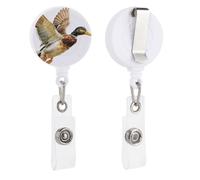 Porte-badge rétractable en forme de canard volant avec clip pour carte d'identité pour médecin, infirmière, étudiant, employé de bureau