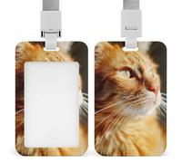 Porte-badge rétractable en forme de chat tigré orange avec clip pour carte de protection, badge nominatif pour travail, bureau, médecin, infirmière