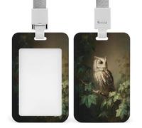 Porte-badge rétractable en forme de chouette sage dans un bosquet de lune pour le travail, le bureau, les médecins, les infirmières