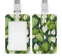 Porte-badge rétractable en forme de feuilles d'anthurium et bourgeons de lys - Porte-carte de protection pour le travail, le bureau, les médecins, les infirmières