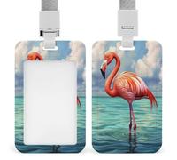 Porte-badge rétractable en forme de flamant rose debout dans l'eau peu profonde - Pour le travail, le bureau, les médecins, les infirmières
