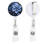 Porte-badge rétractable en forme de fleur bleue avec pince crocodile pour infirmière, porte-nom télescopique, porte-nom pour employés de bureau, médecin, infirmière