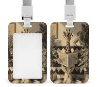 Porte-badge rétractable en forme de girafe avec lunettes sur les toilettes, pour lecture, journal, porte-cartes, badge, nom, étiquette pour travail, bureau, médecin, infirmière