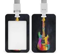 Porte-badge rétractable en forme de guitare électrique - Couleur fluo - Pour le travail, le bureau, les médecins, les infirmières