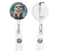 Porte-badge rétractable en forme de loutre avec clip d'identification et porte-clés pour employés de bureau, médecins, infirmières