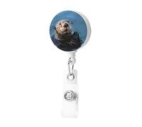 Porte-badge rétractable en forme de loutre de mer avec clip pour badge nom, porte-nom mignon pour homme et femme
