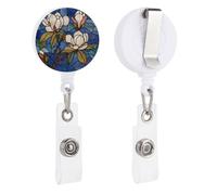 Porte-badge rétractable en forme de magnolia du Sud - Pour médecin, infirmière, étudiant, employé de bureau