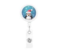 Porte-badge rétractable en forme de pingouin de Noël avec pince crocodile - Porte-badge léger et rétractable - Porte-badge amusant pour infirmières, enseignants, employés de bureau