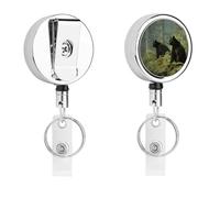 Porte-badge rétractable en forme d'ours noirs en métal avec clip portable en nylon et cordon en acier inoxydable 67 cm pour carte d'identité