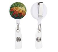 Porte-badge rétractable en forme d'ours sur verre teinté pour médecin, infirmière, étudiant, employé de bureau