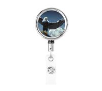 Porte-badge rétractable en métal résistant Motif aigle sous les étoiles