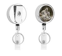 Porte-badge rétractable en métal robuste avec corde en nylon de 68,1 cm - Pour enseignant, infirmière, médecin, travailleur - Blanc - Tigres blancs
