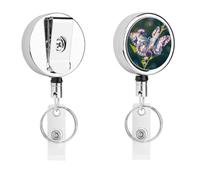 Porte-badge rétractable en métal robuste avec corde en nylon de 68,1 cm - Pour enseignant, infirmière, médecin, travailleur - Blanc/violet