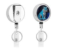 Porte-badge rétractable en métal robuste avec corde en nylon de 68,1 cm - Pour enseignant, infirmière, médecin, travailleur - Bleu rose
