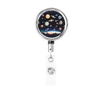 Porte-badge rétractable en métal robuste Saturn Jupiter Earth. Extensible et réglable, résistant à l'usure