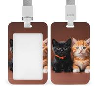 Porte-badge rétractable en plastique avec cordons en forme de chat noir et orange pour enseignant, infirmière, médecin, bureau, cadeau pour collègues de travail