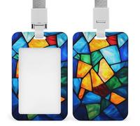 Porte-badge rétractable en verre teinté arc-en-ciel avec motif géométrique pour le travail, le bureau, les médecins, les infirmières