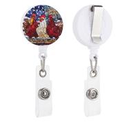 Porte-badge rétractable en verre teinté avec trois poules pour médecin, infirmière, étudiant, employé de bureau