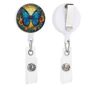 Porte-badge rétractable en verre teinté bleu avec ailes ouvertes pour médecin, infirmière, étudiant, employé de bureau