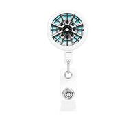Porte-badge rétractable - Enrouleur de badge imprimé avec mousqueton et clip de ceinture pour cartes d'identité et d'accès, construction octogonale