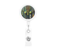 Porte-badge rétractable - Enrouleur de badge imprimé avec mousqueton et clip de ceinture pour cartes d'identité et d'accès, balles de tennis et raquettes