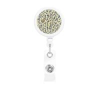 Porte-badge rétractable - Enrouleur de badge imprimé avec mousqueton et clip de ceinture pour cartes d'identité et d'accès, labyrinthe et carte au trésor
