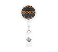 Porte-badge rétractable - Enrouleur de badge imprimé avec mousqueton et clip pour ceinture pour cartes d'identité et d'accès, texture ethnique tribale africaine