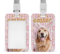 Porte-badge rétractable Golden Retriever en costume de lapin de Pâques avec clip pour carte de protection pour le travail, le bureau, les médecins, les infirmières