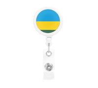 Porte-badge rétractable imprimé Drapeau du Rwanda avec clip pivotant à 360°