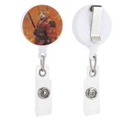 Porte-badge rétractable japonais avec motif chat et arme orange pour médecin, infirmière, étudiant, employé de bureau