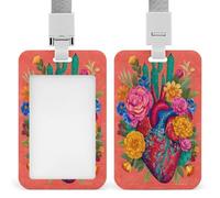 Porte-badge rétractable mexicain en forme de cœur sacré en forme de cœur avec clip pour carte d'identité pour travail, bureau, médecin, infirmière
