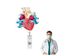 Porte-badge rétractable | Porte-carte d'infirmière vertical à motif cœur - Pour médecin, infirmière, enseignante, étudiante, assistante, employée, femme et homme