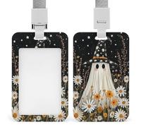 Porte-badge rétractable pour carte d'identité, chapeau de sorcière, marguerites, fleurs sauvages, porte-cartes, porte-nom pour travail, bureau, médecin, infirmière