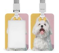 Porte-badge rétractable pour chien Shih Tzu blanc avec clip pour carte de protection, badge nominatif pour travail, bureau, médecin, infirmière